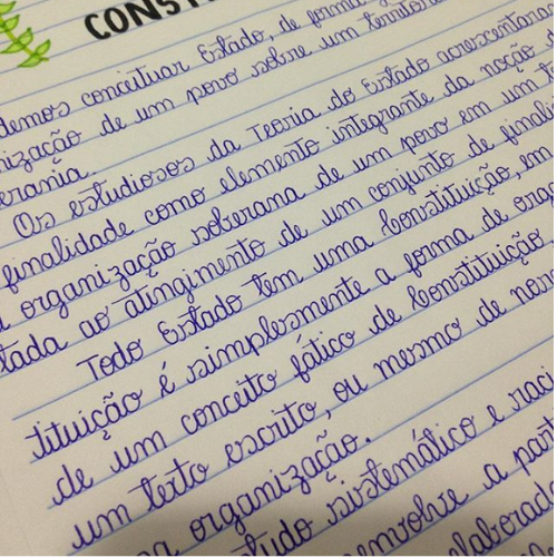 Caligrafia depois do método - exemplo de letra melhorada e organizada